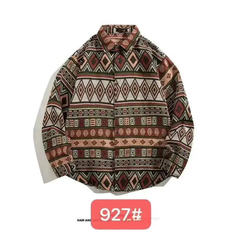Vintage Baroque Embroidered Long Sleeve Shirt Men