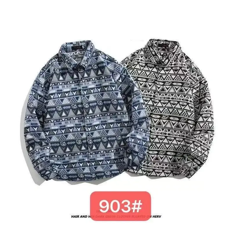 Vintage Baroque Embroidered Long Sleeve Shirt Men