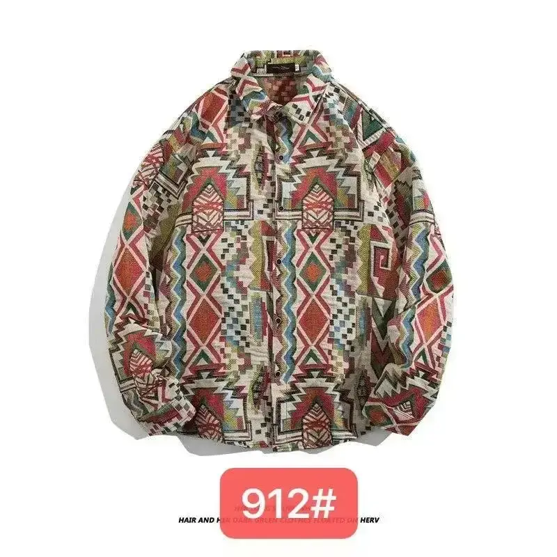 Vintage Baroque Embroidered Long Sleeve Shirt Men