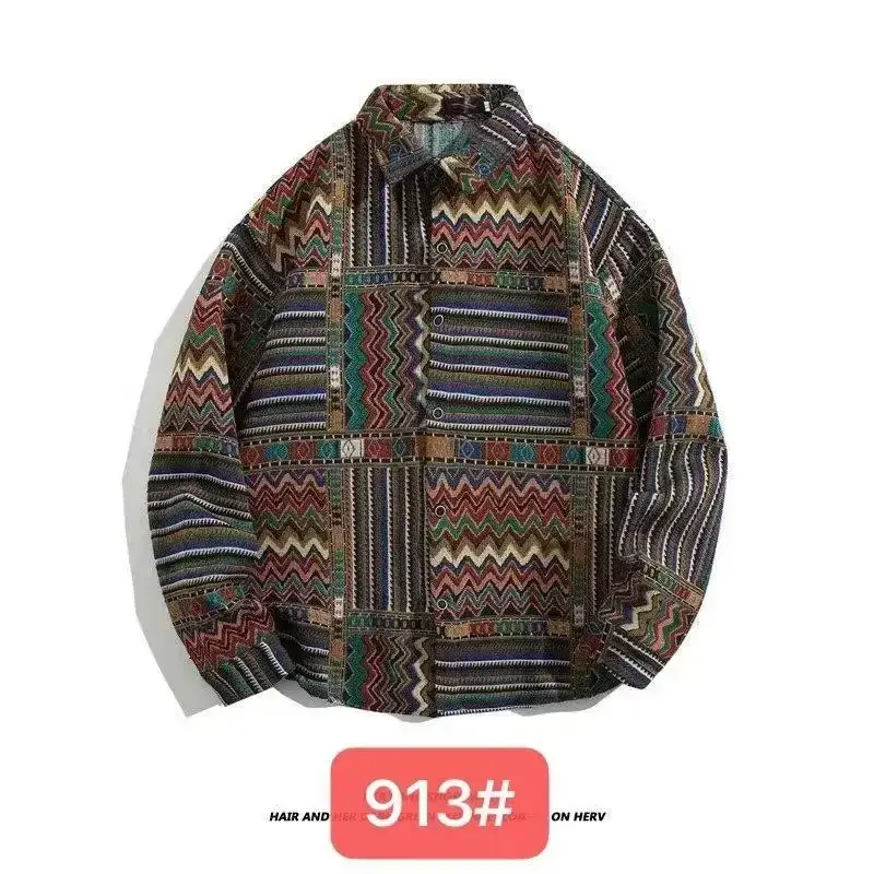 Vintage Baroque Embroidered Long Sleeve Shirt Men