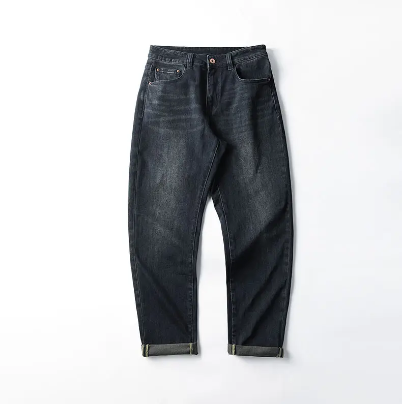 Men Dark Blue Stretch Tapered Jeans Spring — feature 10