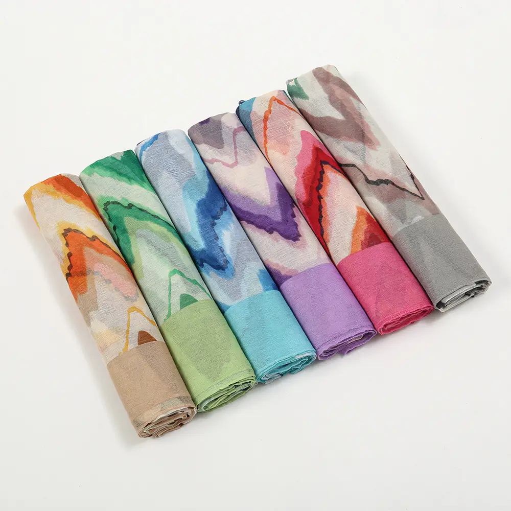 Green Printed Silk Scarf for Women Travel Sunscreen Shawl - Image 9