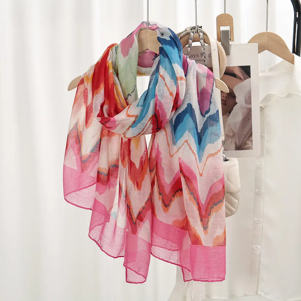 Green Printed Silk Scarf for Women Travel Sunscreen Shawl — feature 5