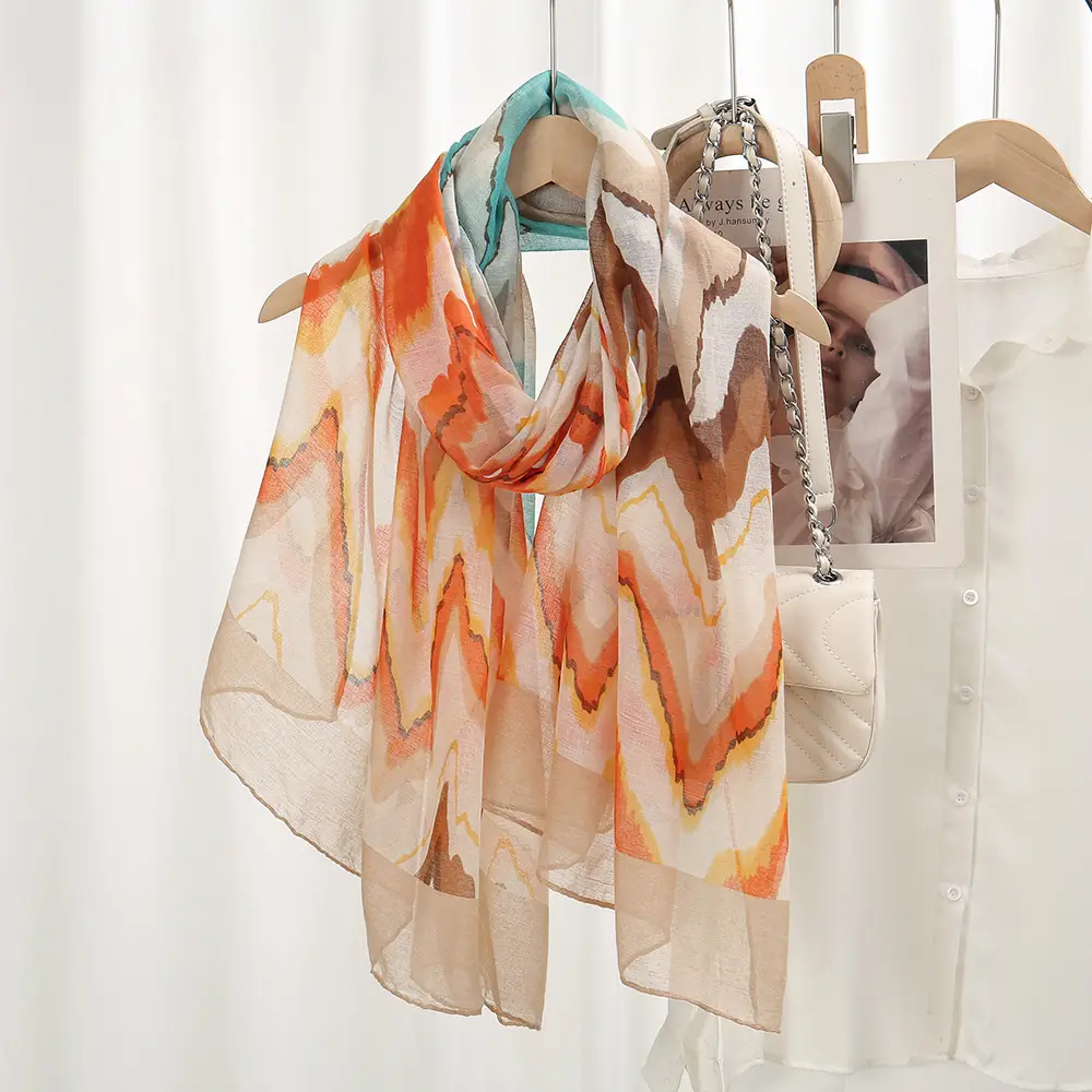 Green Printed Silk Scarf for Women Travel Sunscreen Shawl — feature 7