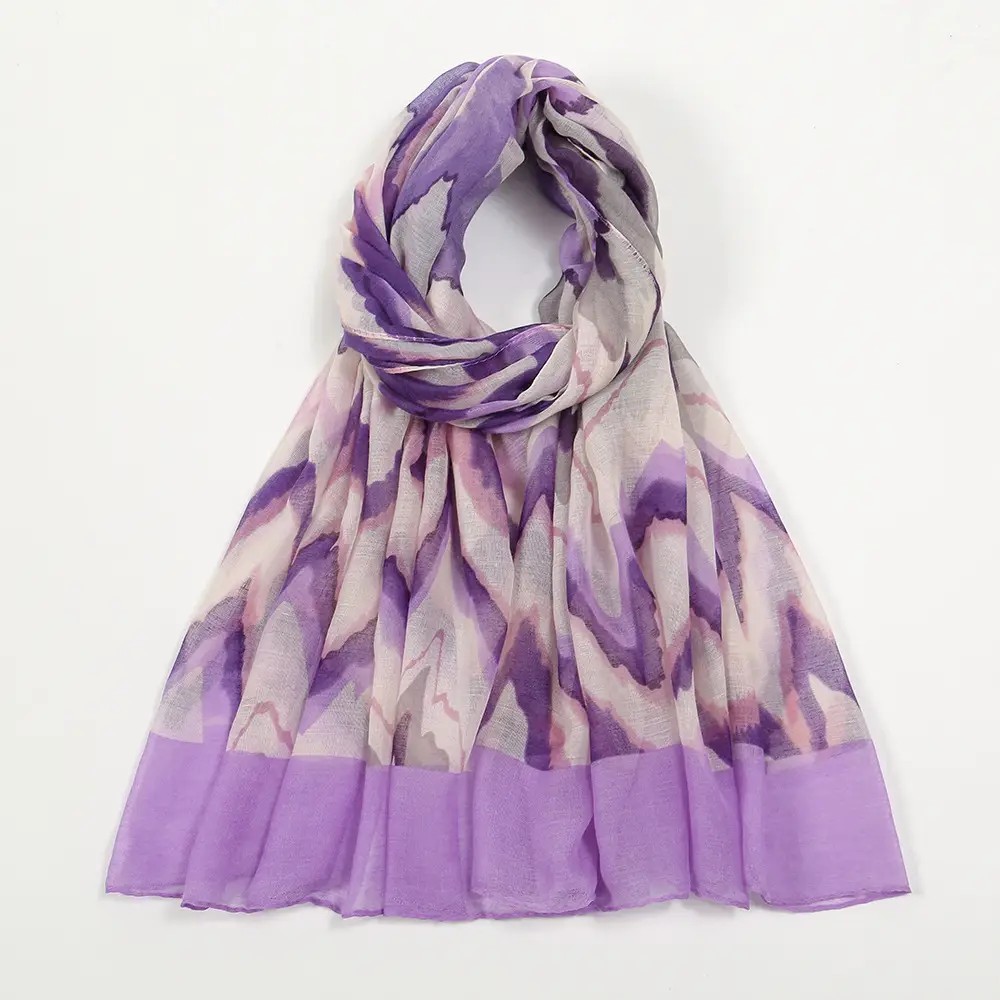 Green Printed Silk Scarf for Women Travel Sunscreen Shawl - Image 5