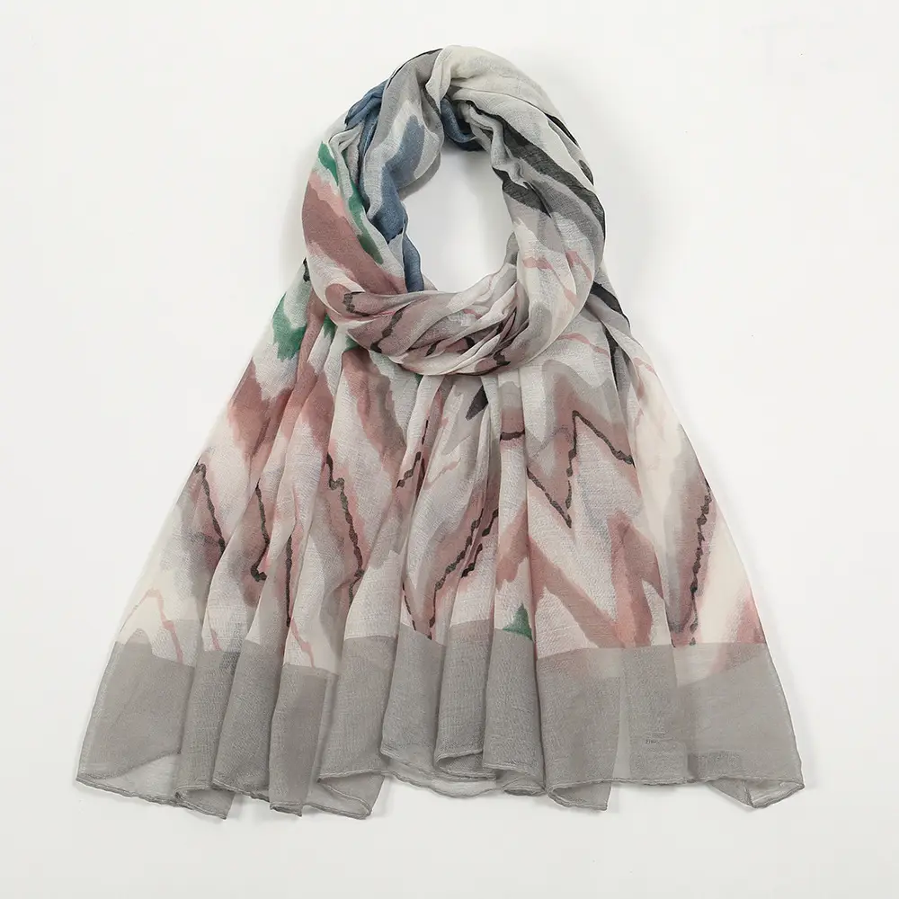Green Printed Silk Scarf for Women Travel Sunscreen Shawl - Image 6