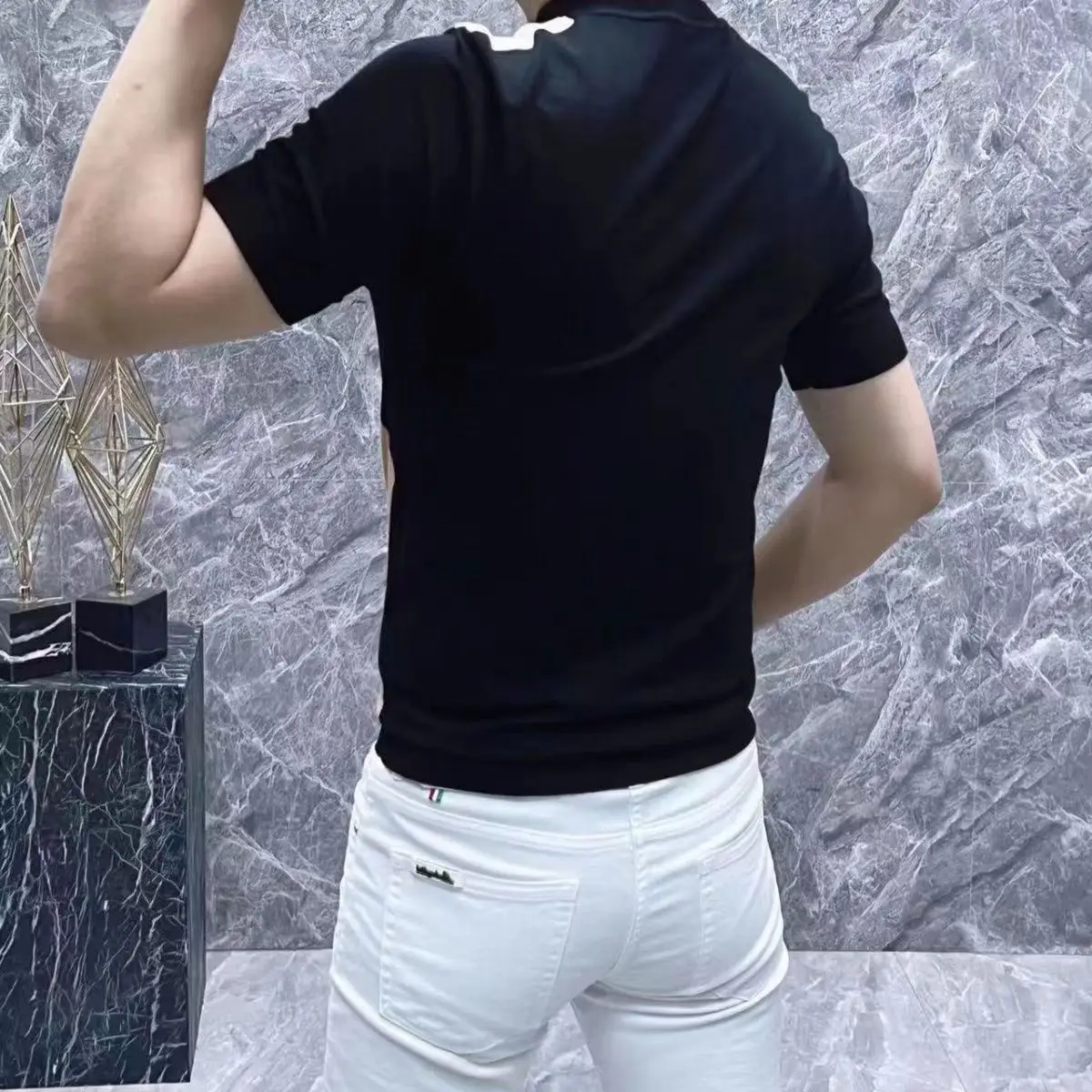 Men's Color Matching Slim Fit T-shirt Korean Style - Image 25