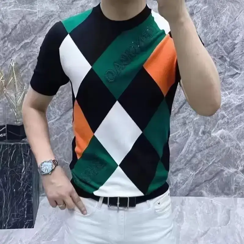 Men's Color Matching Slim Fit T-shirt Korean Style - Image 2