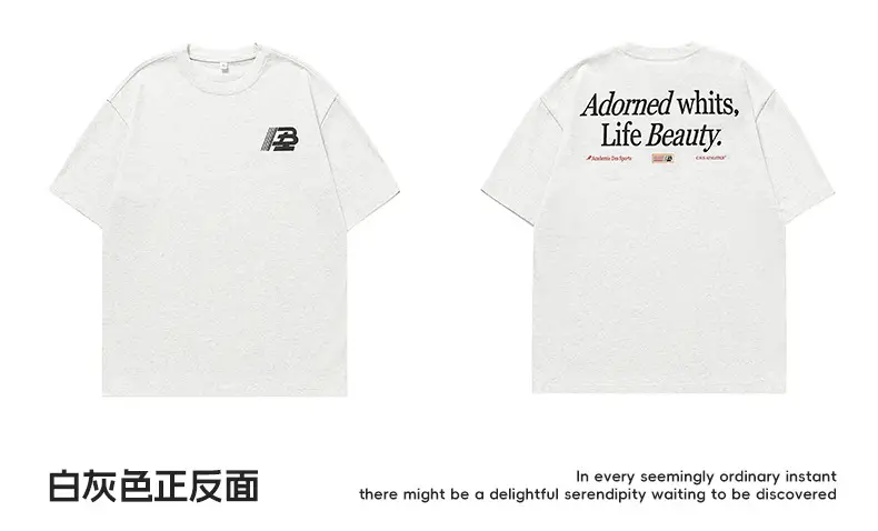 Helu Men's Letter Printed T-Shirt Black White Summer Loose Cotton — feature 16