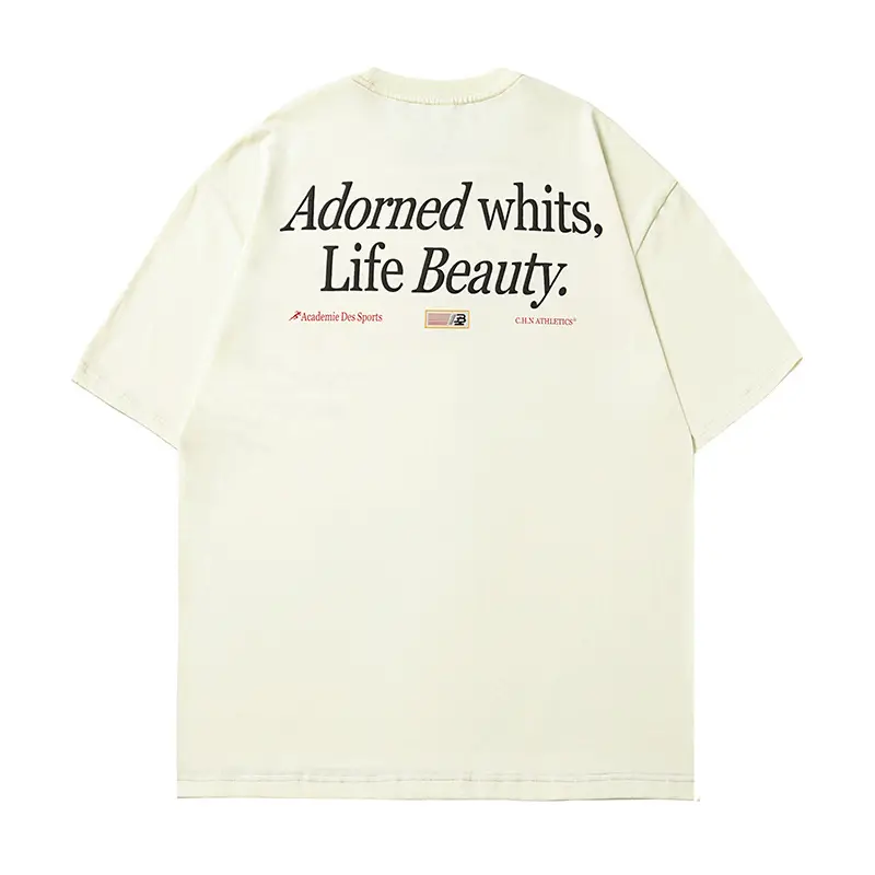 Helu Men's Letter Printed T-Shirt Black White Summer Loose Cotton - Image 2