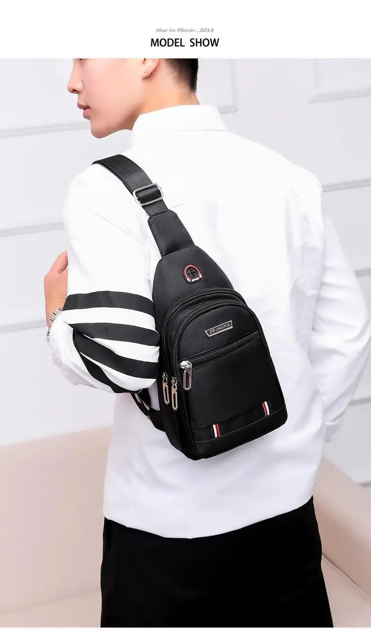 Men Waterproof Casual Shoulder Bag with Earphone Hole — feature 13