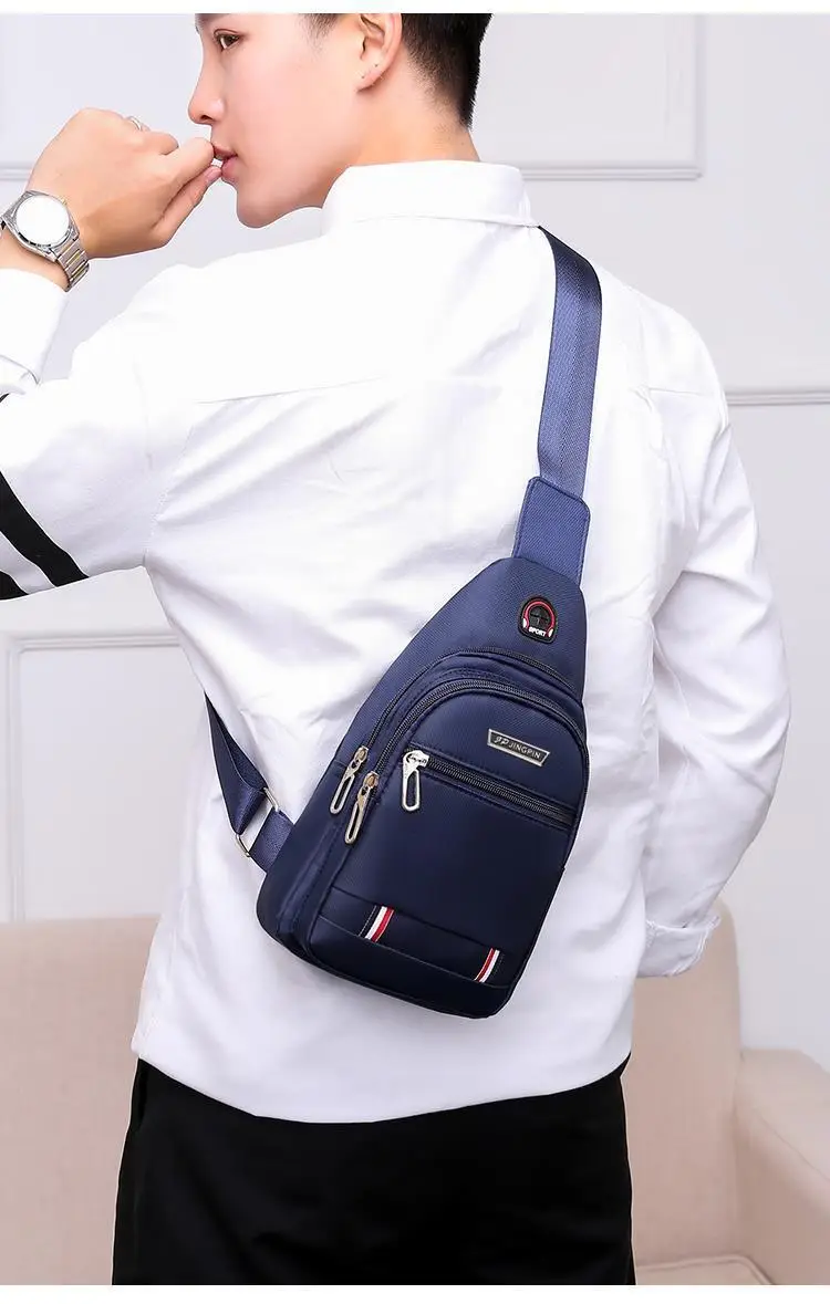 Men Waterproof Casual Shoulder Bag with Earphone Hole — feature 14