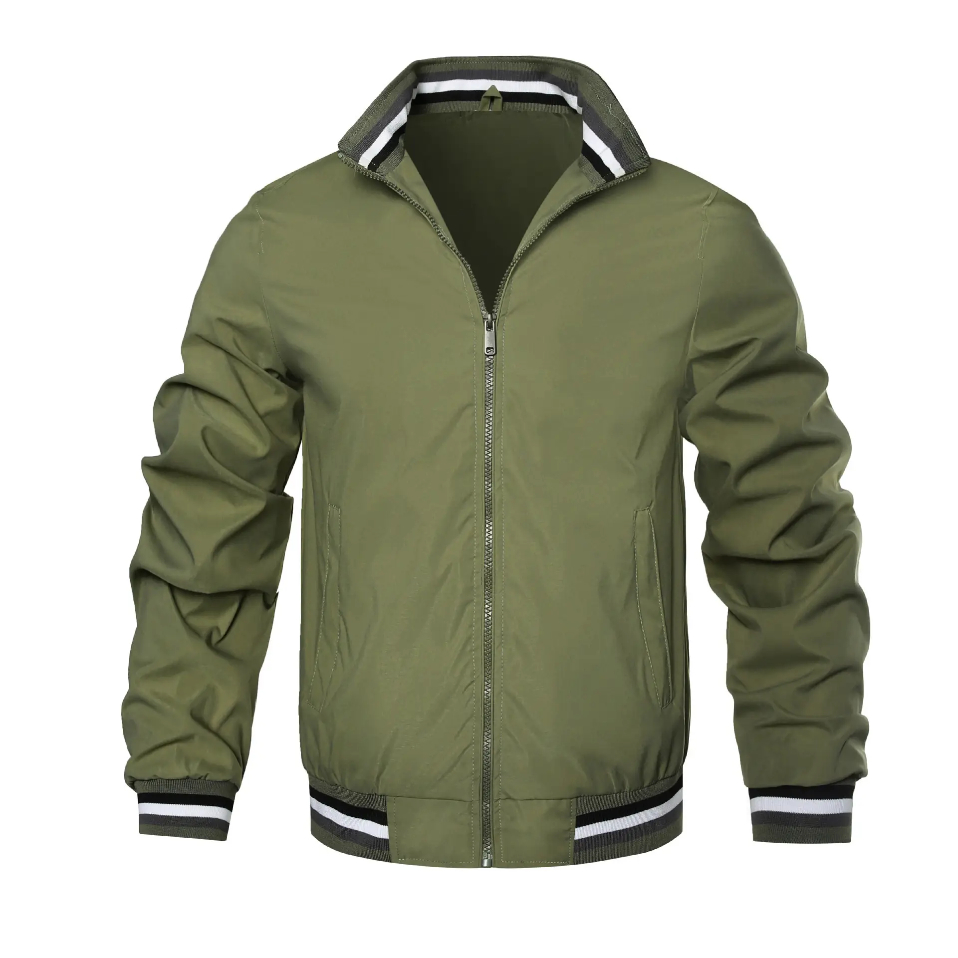 Men's 2023 Olive Green Cardigan Jacket with Hood - Image 9