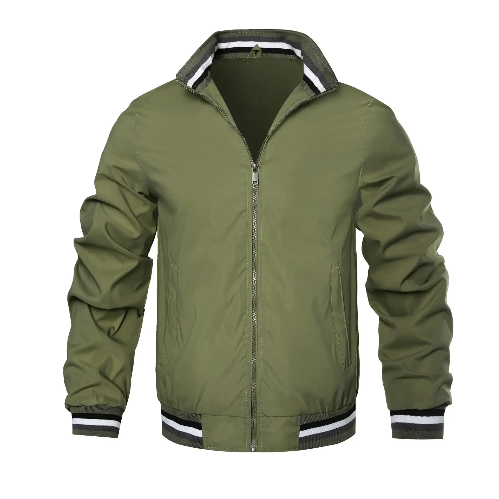 Men's 2023 Olive Green Cardigan Jacket with Hood — feature 5