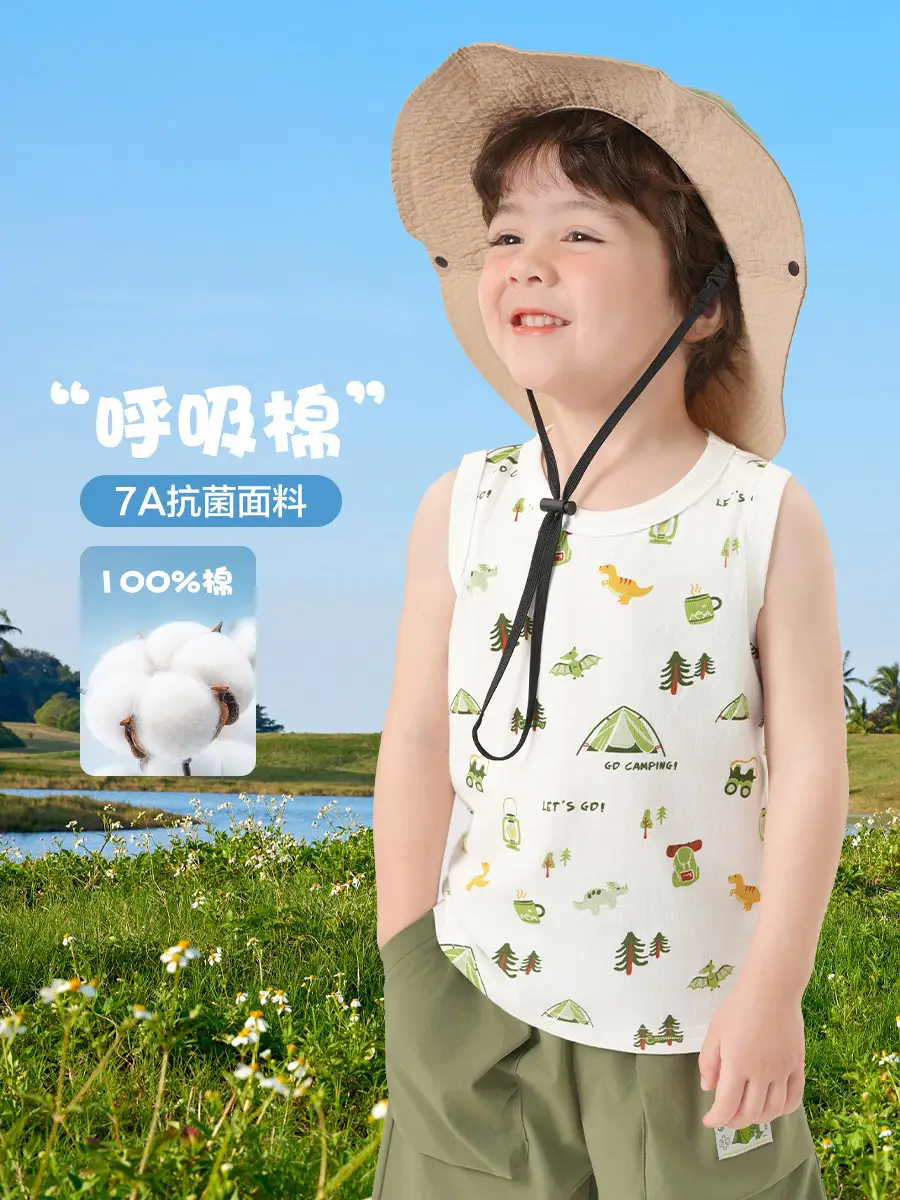 Right European Boys Cotton Sleeveless T-Shirt White - Image 13