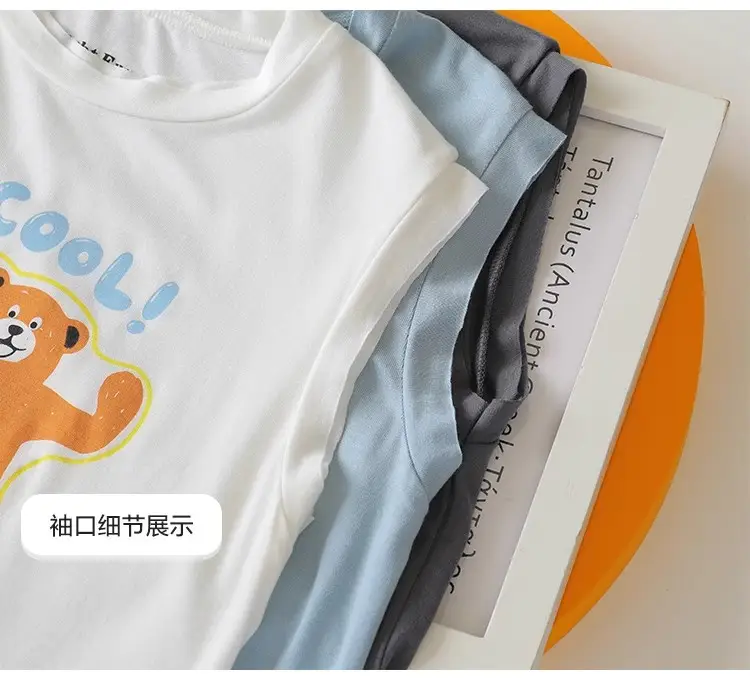 Right European Boys Cotton Sleeveless T-Shirt White — feature 23