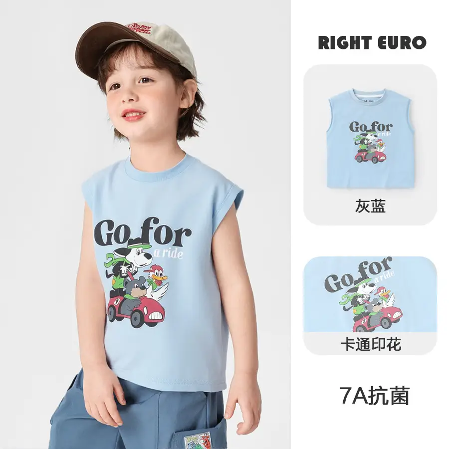 Right European Boys Cotton Sleeveless T-Shirt White - Image 6