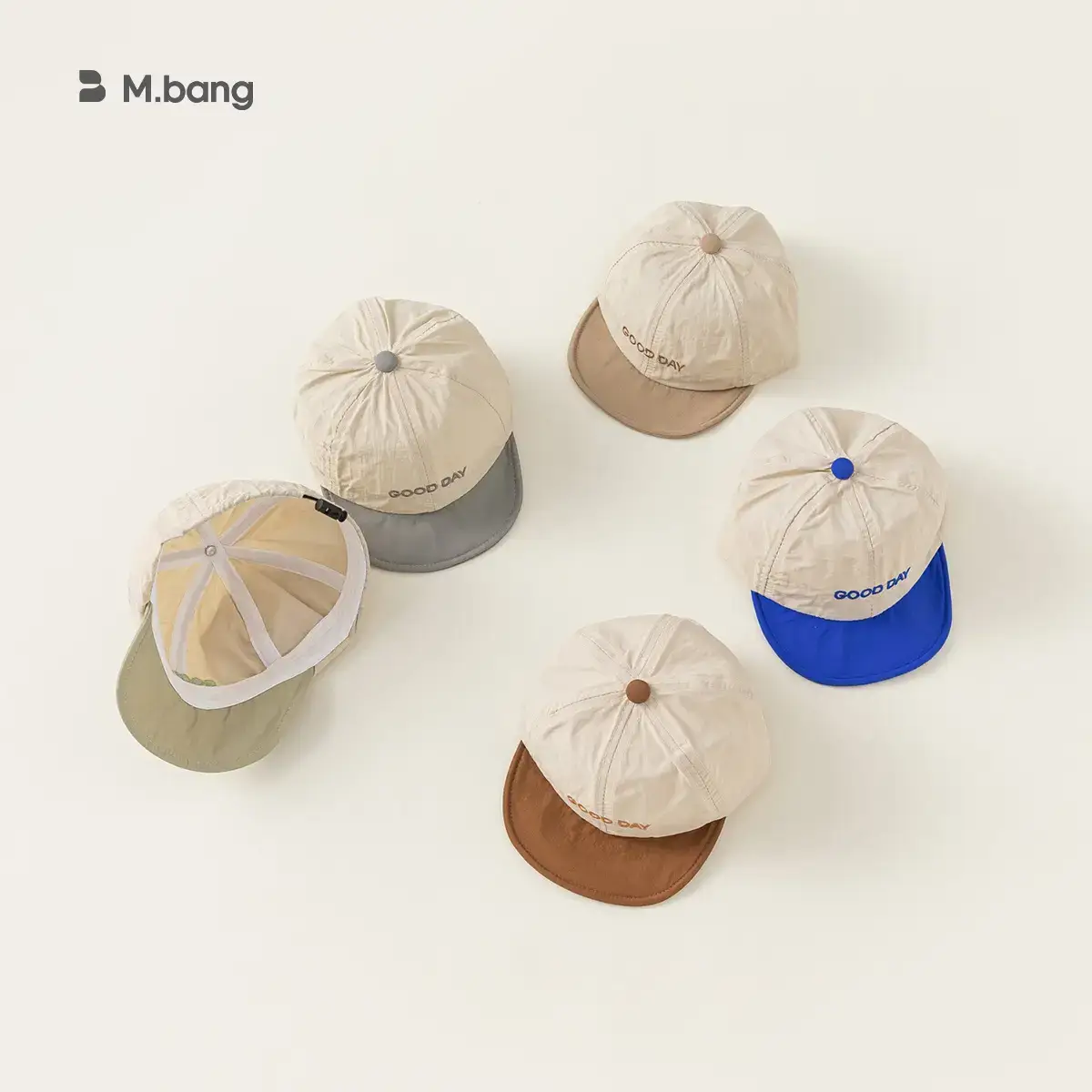 White Blue Letter Spliced Baby Cap Summer Outing