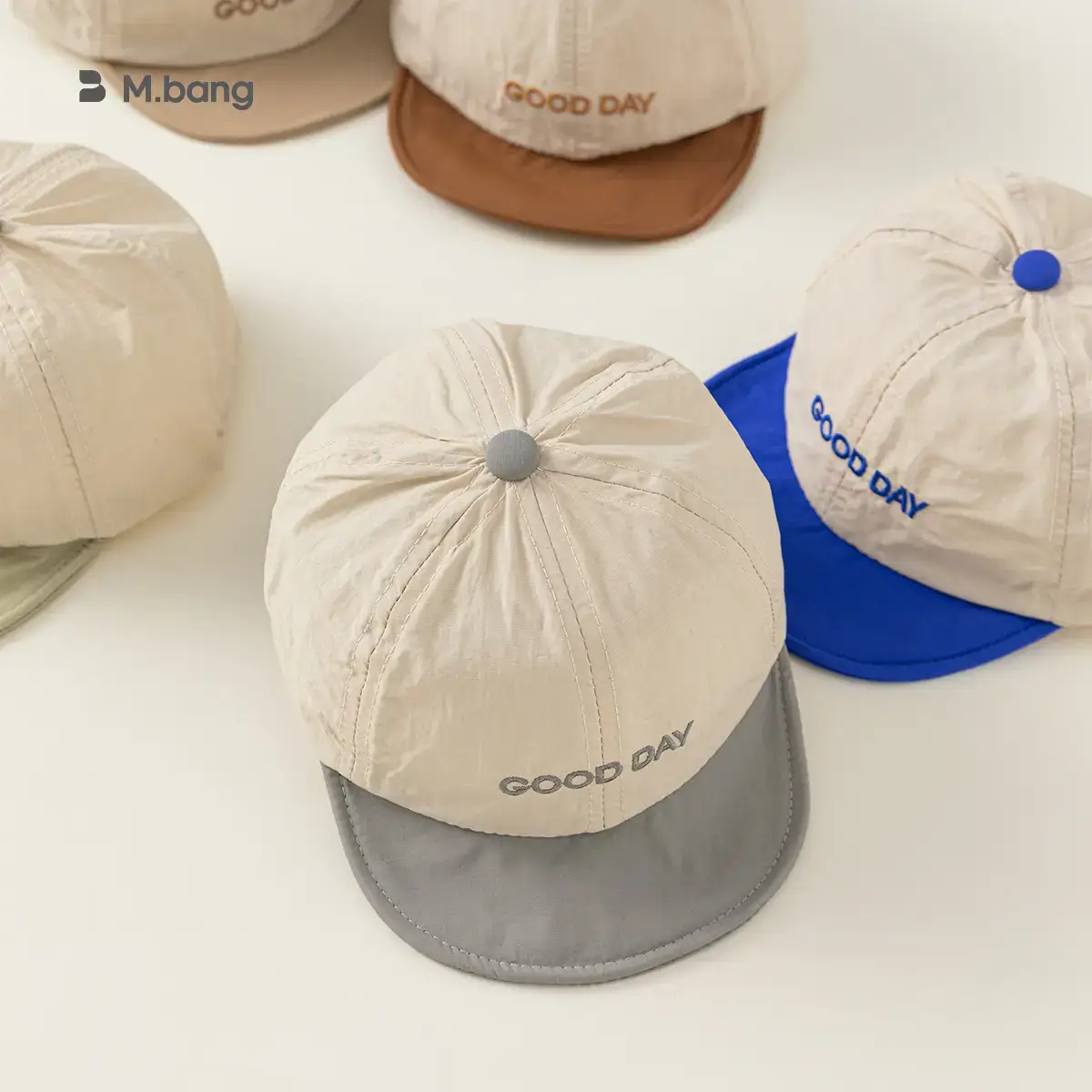 White Blue Letter Spliced Baby Cap Summer Outing