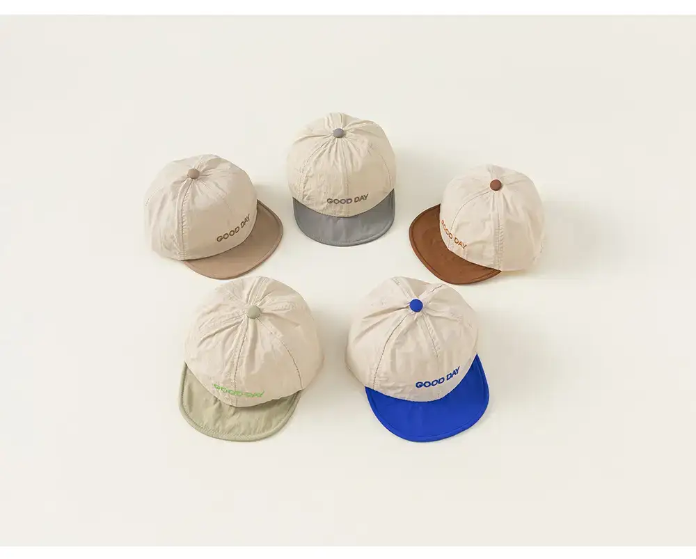 White Blue Letter Spliced Baby Cap Summer Outing — feature 10