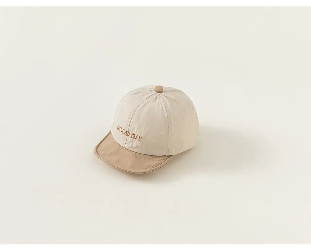 White Blue Letter Spliced Baby Cap Summer Outing — feature 13