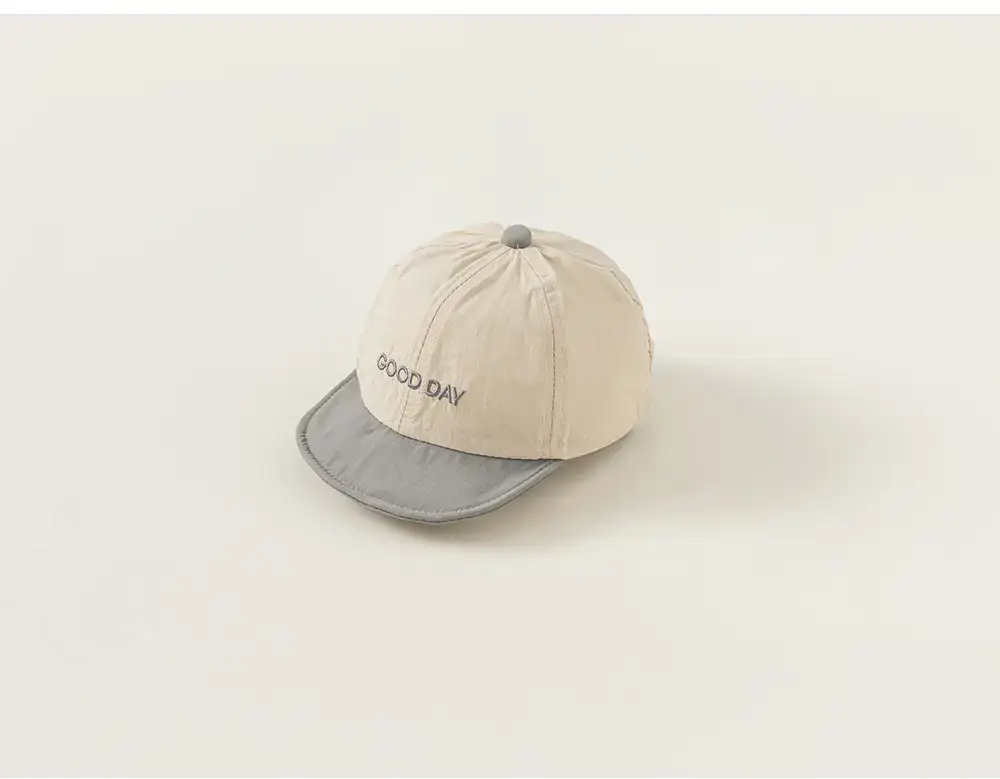 White Blue Letter Spliced Baby Cap Summer Outing — feature 14