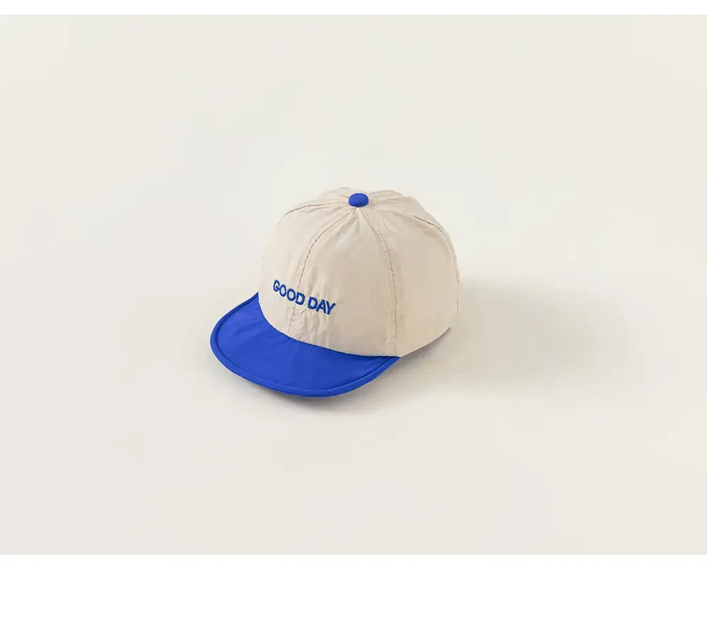 White Blue Letter Spliced Baby Cap Summer Outing — feature 16