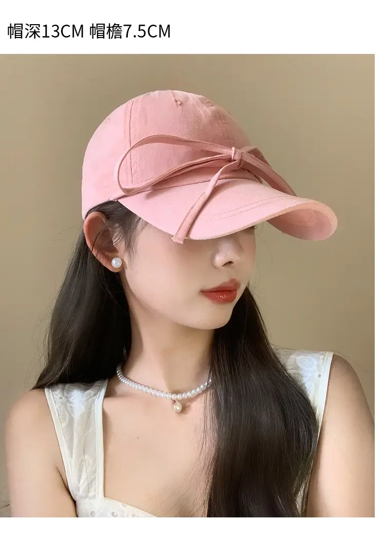 Bow Pink Baseball Cap for Women Wide Brim Sun Protection — feature 7