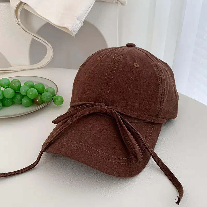 Bow Pink Baseball Cap for Women Wide Brim Sun Protection - Image 3