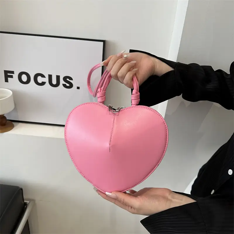 Heart-Shaped Women's Shoulder Bag Beige 2024 - Image 5