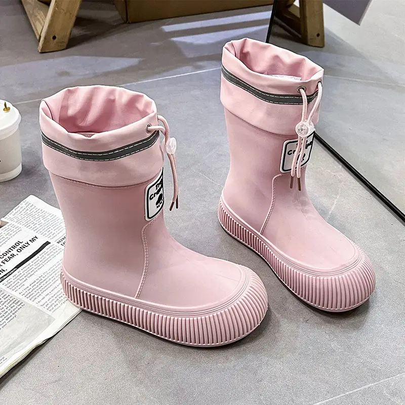 New Children's Rain Boots Non-slip Thick Bottom Rain Boots for Boys and Girls Students Middle and Big Children's Water Rubber Boots Shoe Cover fleece-lined Outer Wear Water Shoes - Image 10