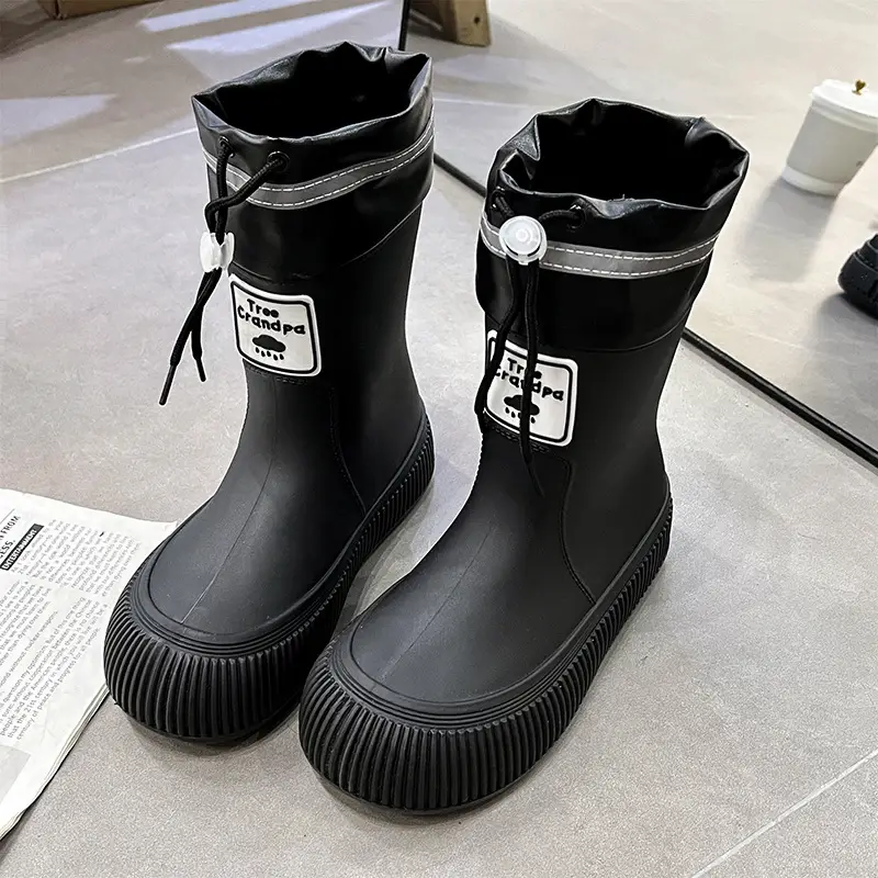 New Children's Rain Boots Non-slip Thick Bottom Rain Boots for Boys and Girls Students Middle and Big Children's Water Rubber Boots Shoe Cover fleece-lined Outer Wear Water Shoes - Image 11