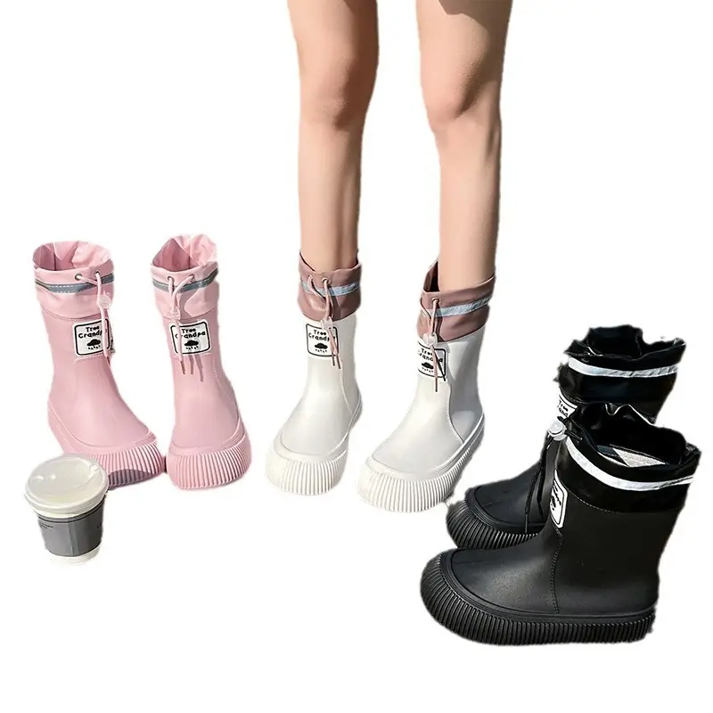New Children's Rain Boots Non-slip Thick Bottom Rain Boots for Boys and Girls Students Middle and Big Children's Water Rubber Boots Shoe Cover fleece-lined Outer Wear Water Shoes - Image 12