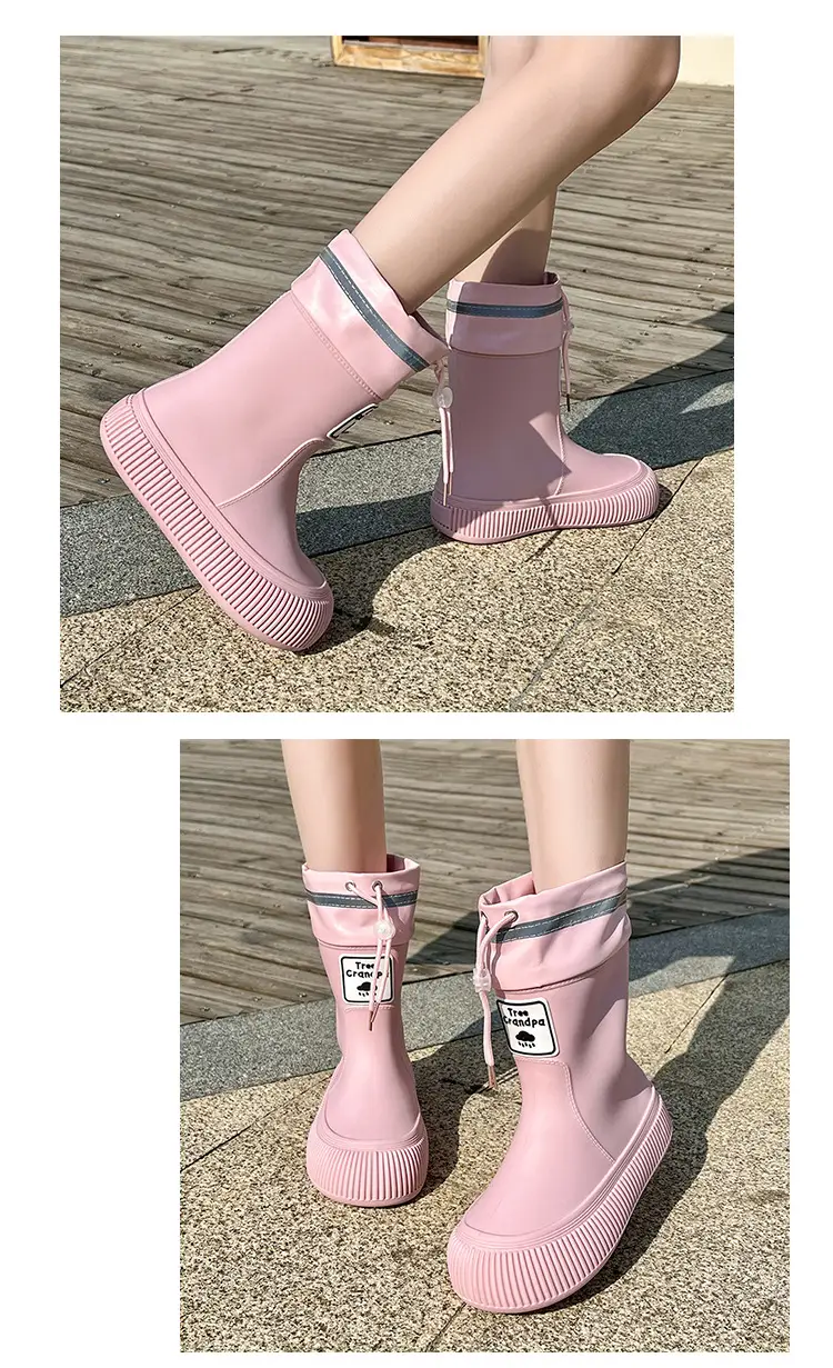 New Children's Rain Boots Non-slip Thick Bottom Rain Boots for Boys and Girls Students Middle and Big Children's Water Rubber Boots Shoe Cover fleece-lined Outer Wear Water Shoes — feature 10
