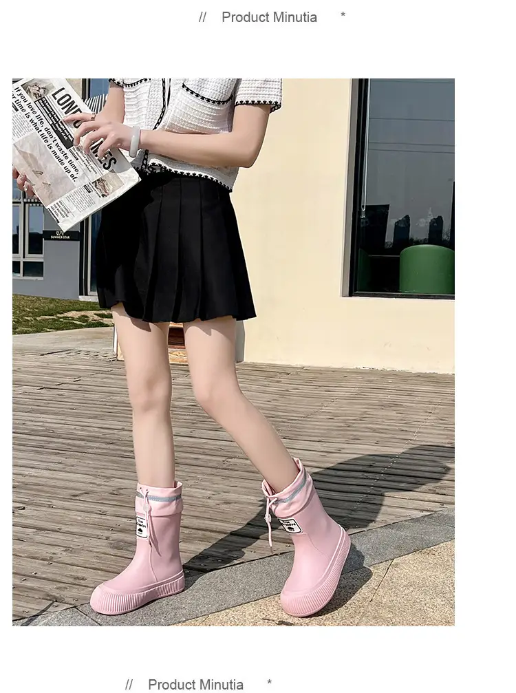 New Children's Rain Boots Non-slip Thick Bottom Rain Boots for Boys and Girls Students Middle and Big Children's Water Rubber Boots Shoe Cover fleece-lined Outer Wear Water Shoes — feature 11