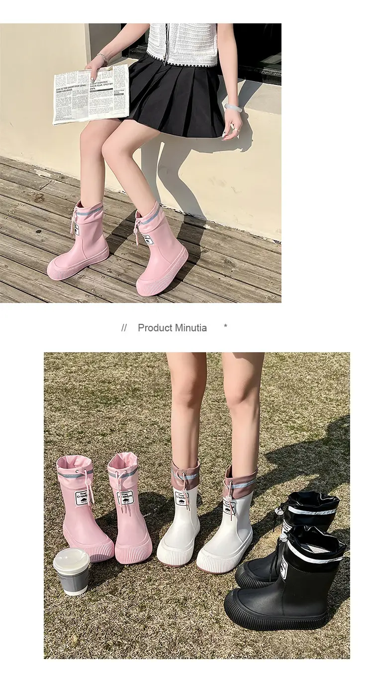 New Children's Rain Boots Non-slip Thick Bottom Rain Boots for Boys and Girls Students Middle and Big Children's Water Rubber Boots Shoe Cover fleece-lined Outer Wear Water Shoes — feature 12