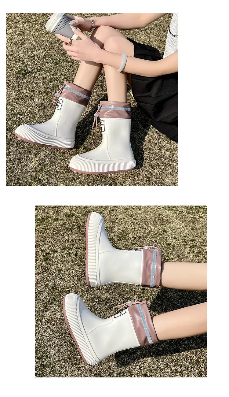 New Children's Rain Boots Non-slip Thick Bottom Rain Boots for Boys and Girls Students Middle and Big Children's Water Rubber Boots Shoe Cover fleece-lined Outer Wear Water Shoes — feature 15