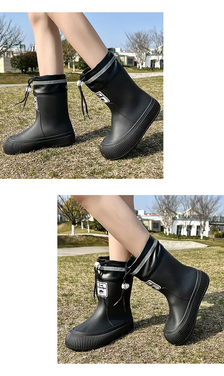 New Children's Rain Boots Non-slip Thick Bottom Rain Boots for Boys and Girls Students Middle and Big Children's Water Rubber Boots Shoe Cover fleece-lined Outer Wear Water Shoes — feature 17
