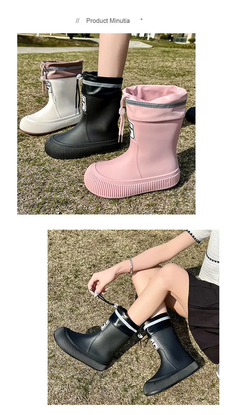 New Children's Rain Boots Non-slip Thick Bottom Rain Boots for Boys and Girls Students Middle and Big Children's Water Rubber Boots Shoe Cover fleece-lined Outer Wear Water Shoes — feature 18