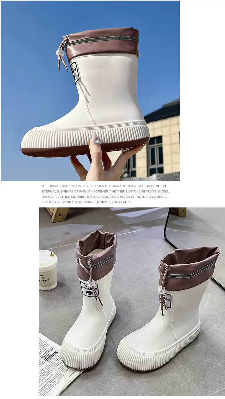 New Children's Rain Boots Non-slip Thick Bottom Rain Boots for Boys and Girls Students Middle and Big Children's Water Rubber Boots Shoe Cover fleece-lined Outer Wear Water Shoes — feature 21