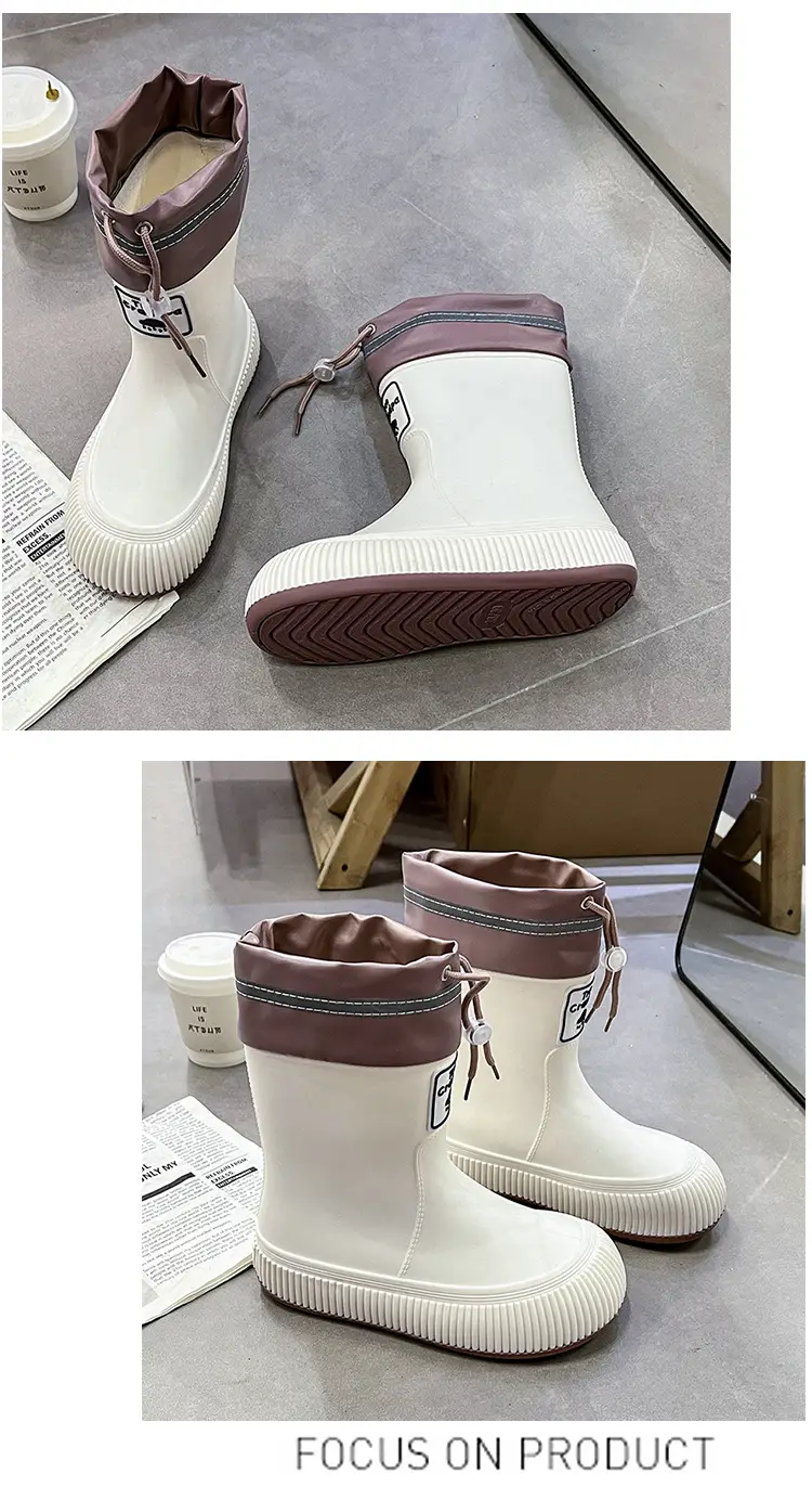 New Children's Rain Boots Non-slip Thick Bottom Rain Boots for Boys and Girls Students Middle and Big Children's Water Rubber Boots Shoe Cover fleece-lined Outer Wear Water Shoes — feature 22