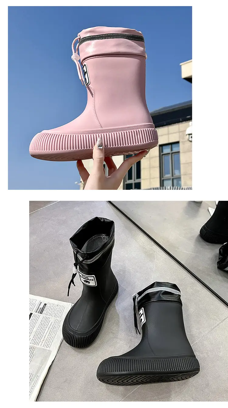 New Children's Rain Boots Non-slip Thick Bottom Rain Boots for Boys and Girls Students Middle and Big Children's Water Rubber Boots Shoe Cover fleece-lined Outer Wear Water Shoes — feature 24