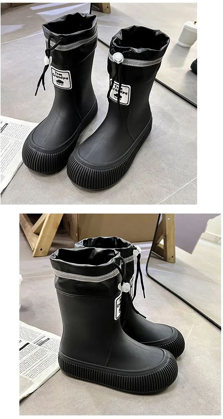New Children's Rain Boots Non-slip Thick Bottom Rain Boots for Boys and Girls Students Middle and Big Children's Water Rubber Boots Shoe Cover fleece-lined Outer Wear Water Shoes — feature 25