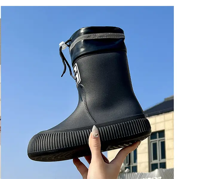 New Children's Rain Boots Non-slip Thick Bottom Rain Boots for Boys and Girls Students Middle and Big Children's Water Rubber Boots Shoe Cover fleece-lined Outer Wear Water Shoes — feature 26
