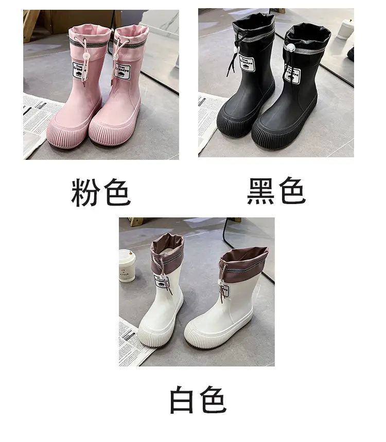 New Children's Rain Boots Non-slip Thick Bottom Rain Boots for Boys and Girls Students Middle and Big Children's Water Rubber Boots Shoe Cover fleece-lined Outer Wear Water Shoes — feature 6