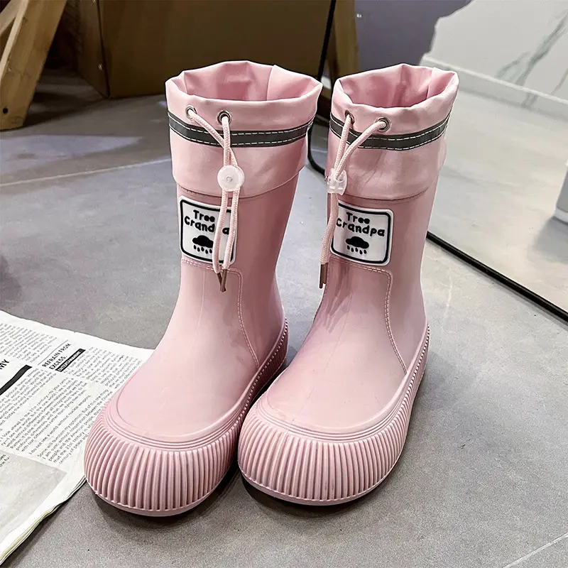 New Children's Rain Boots Non-slip Thick Bottom Rain Boots for Boys and Girls Students Middle and Big Children's Water Rubber Boots Shoe Cover fleece-lined Outer Wear Water Shoes - Image 3