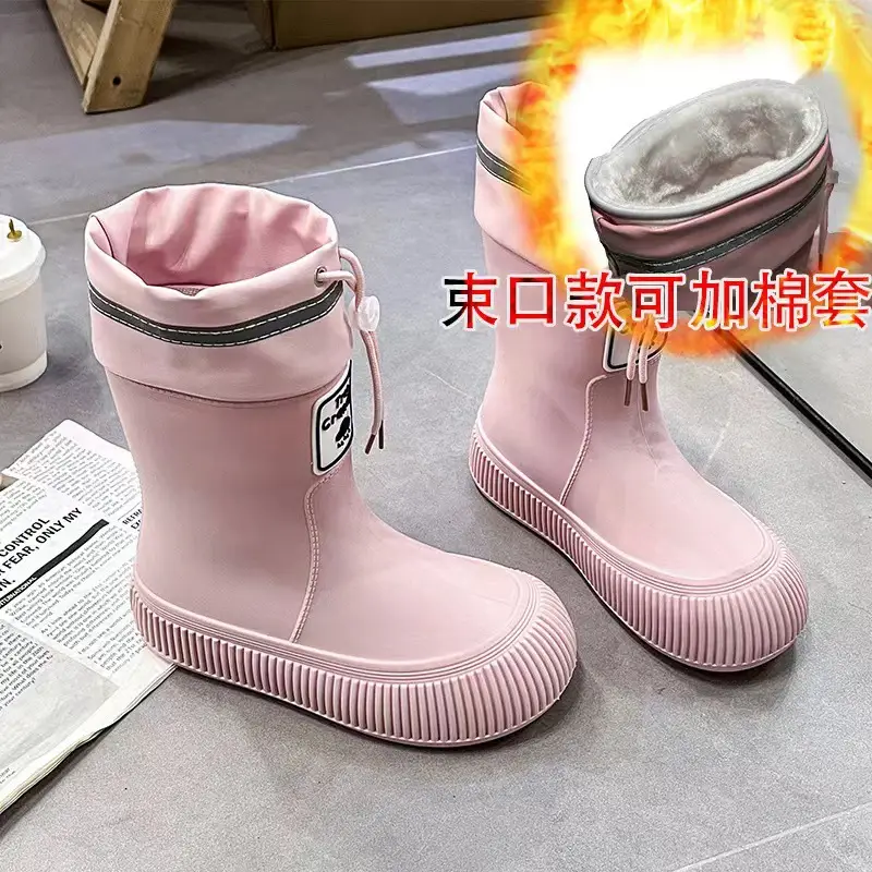 New Children's Rain Boots Non-slip Thick Bottom Rain Boots for Boys and Girls Students Middle and Big Children's Water Rubber Boots Shoe Cover fleece-lined Outer Wear Water Shoes - Image 6