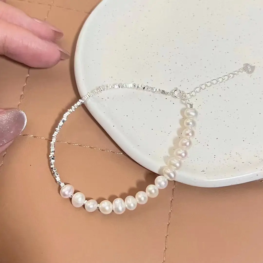 S925 Silver Pearl Bracelet Full Body Natural Real - Image 3