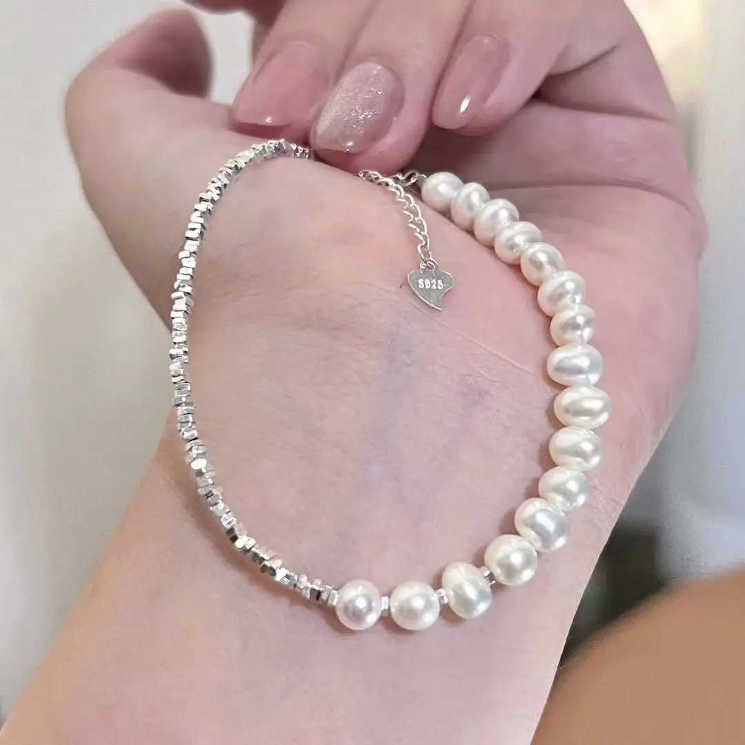 S925 Silver Pearl Bracelet Full Body Natural Real — feature 13