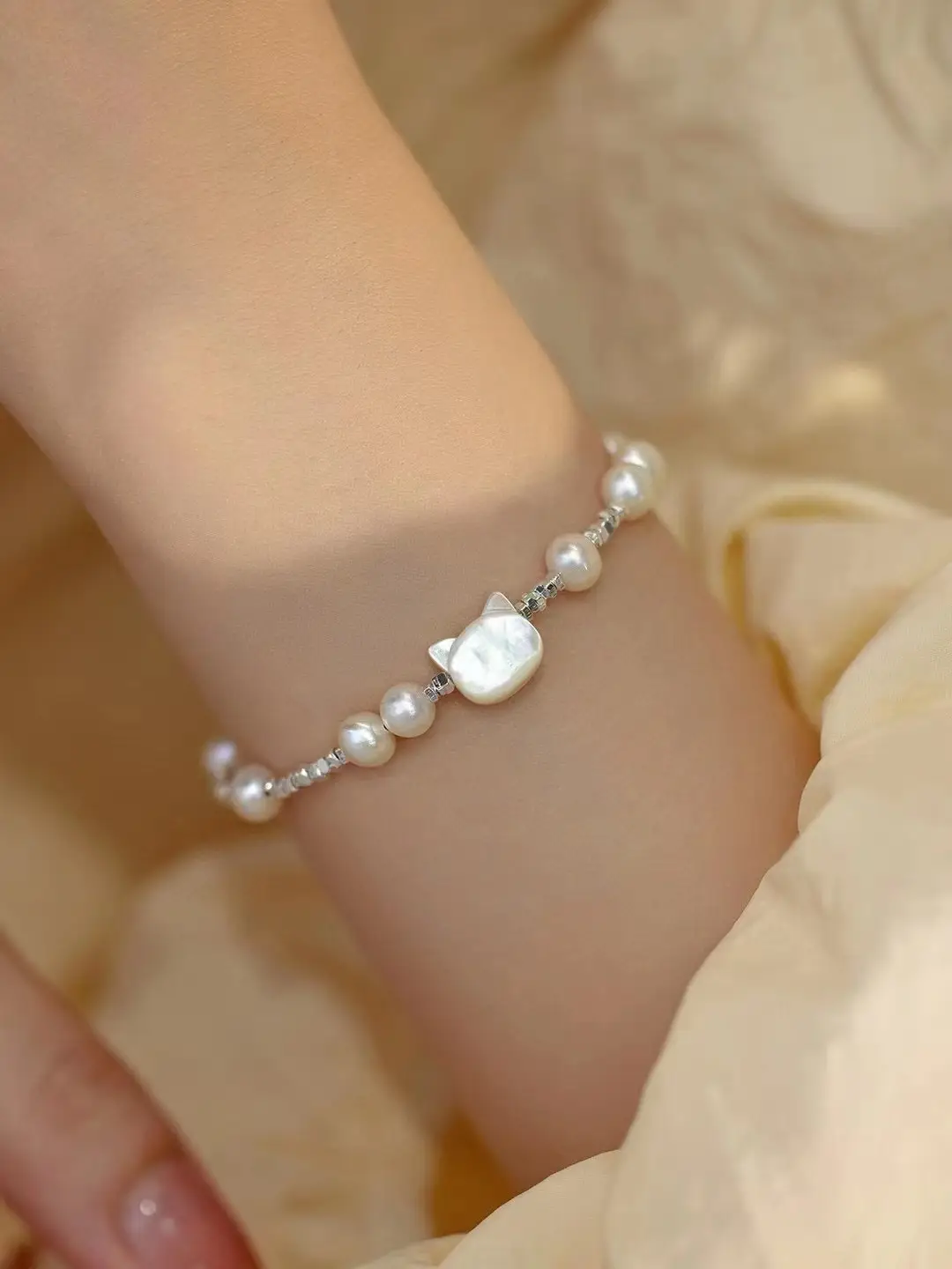 S925 Silver Pearl Bracelet Full Body Natural Real — feature 6